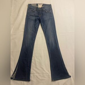 Textile Elizabeth & James Women's Blue Denim Leg Slit Boot Cut Jeans Size 24